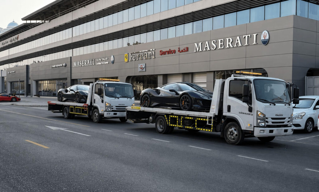 Luxury cars lined up for transport